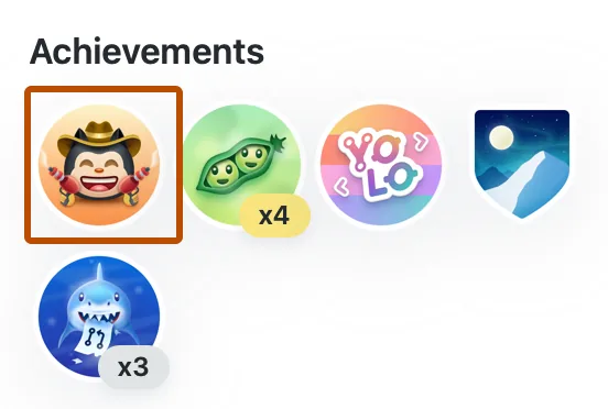 Official GitHub profile screenshot showing the Achievements section and badge