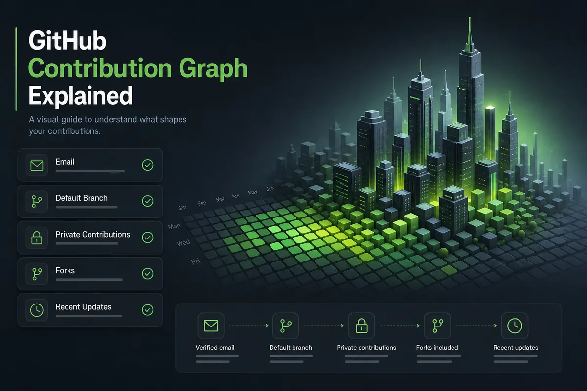 GitHub contribution graph checklist transforming into a 3D contribution city visualization